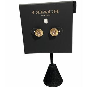 Coach Open Circle Stone Strand Earrings color gold